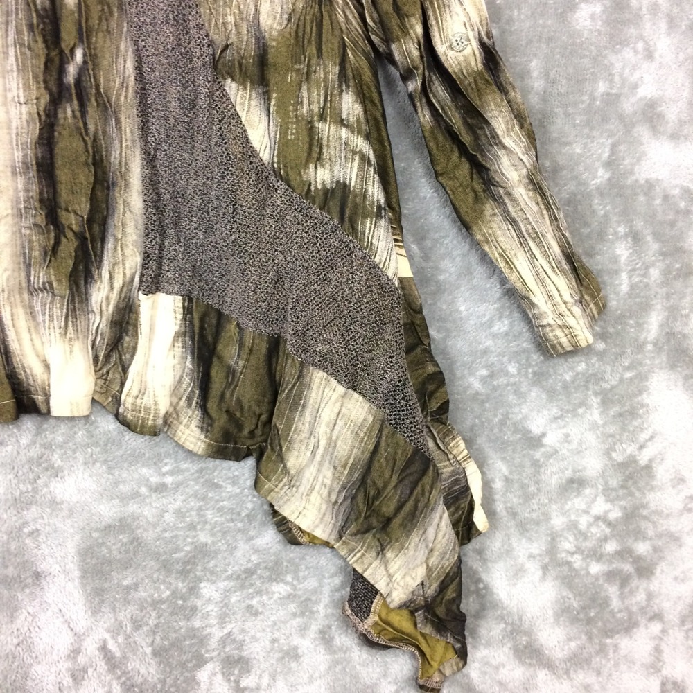 Cativa Womens XL Olive Green Mixed Media Lace Trim Open Front Cardigan Jacket - Picture 12 of 13